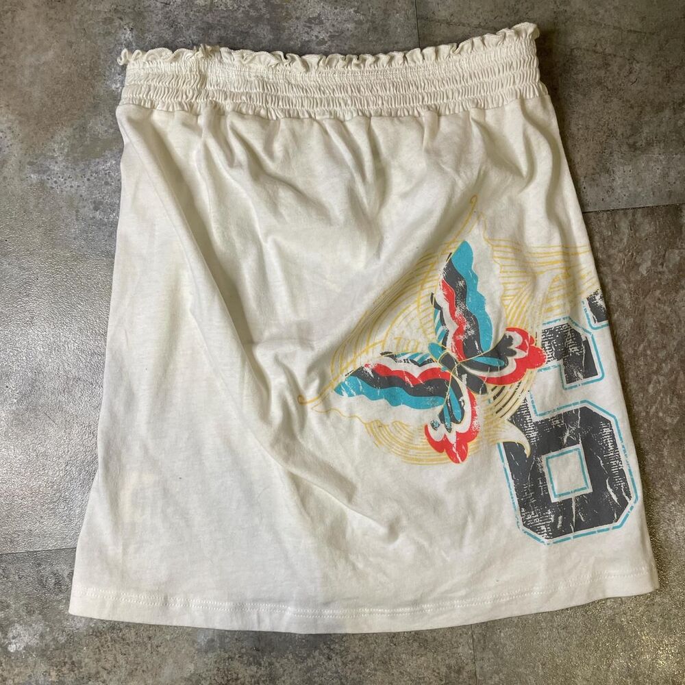 miken y2k butterfly and 67 white mini sweat skirt